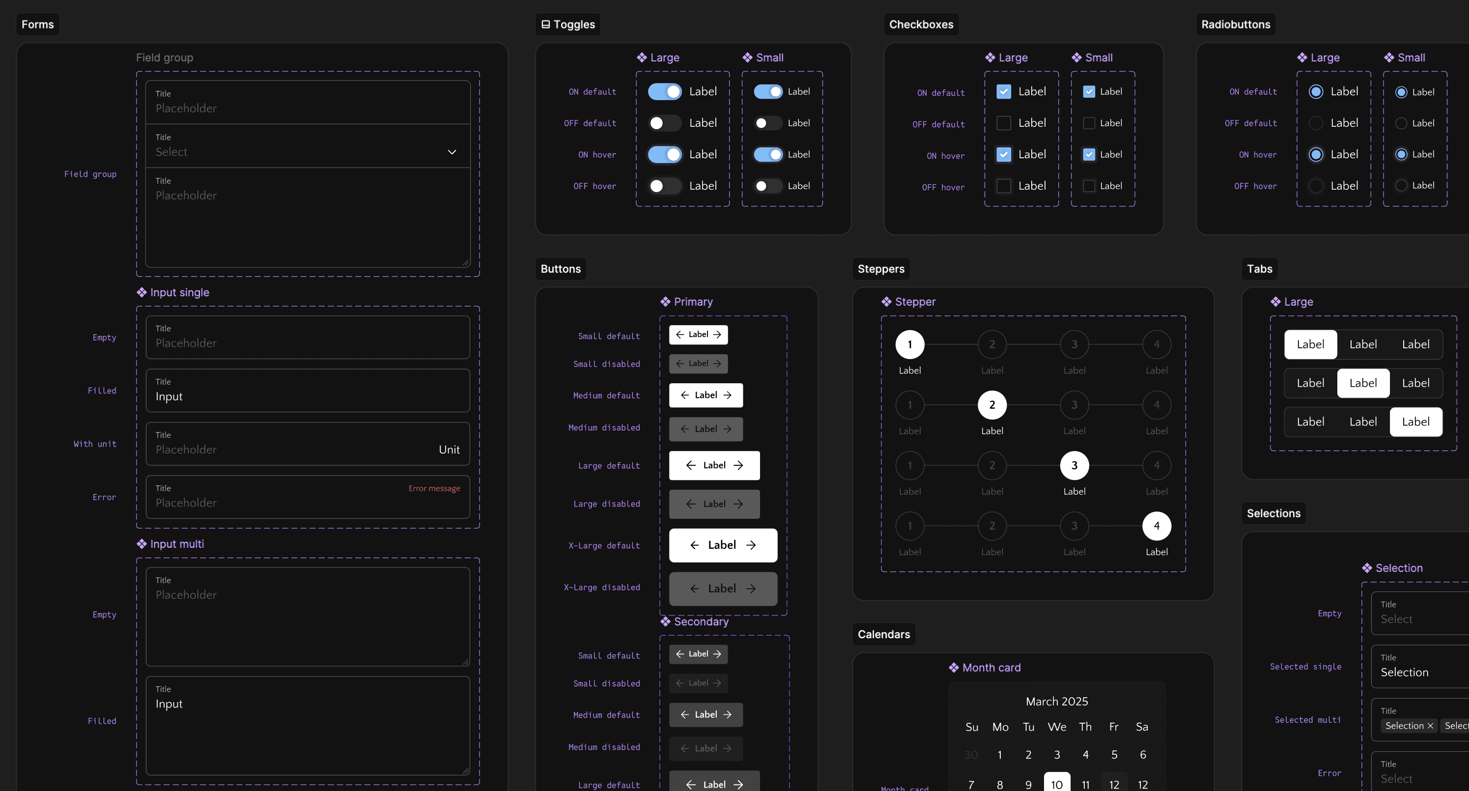 Examples from the Design system