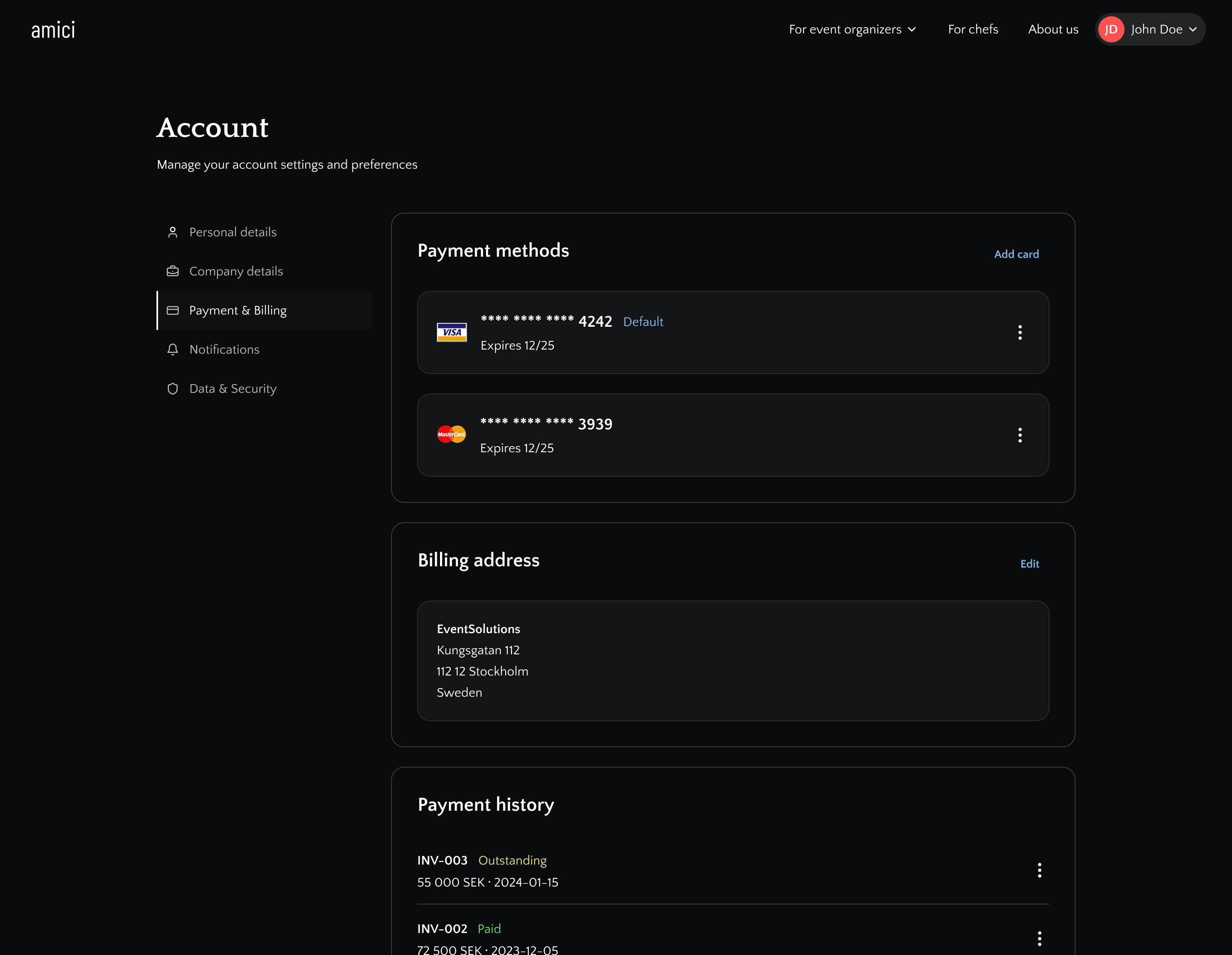 Account settings