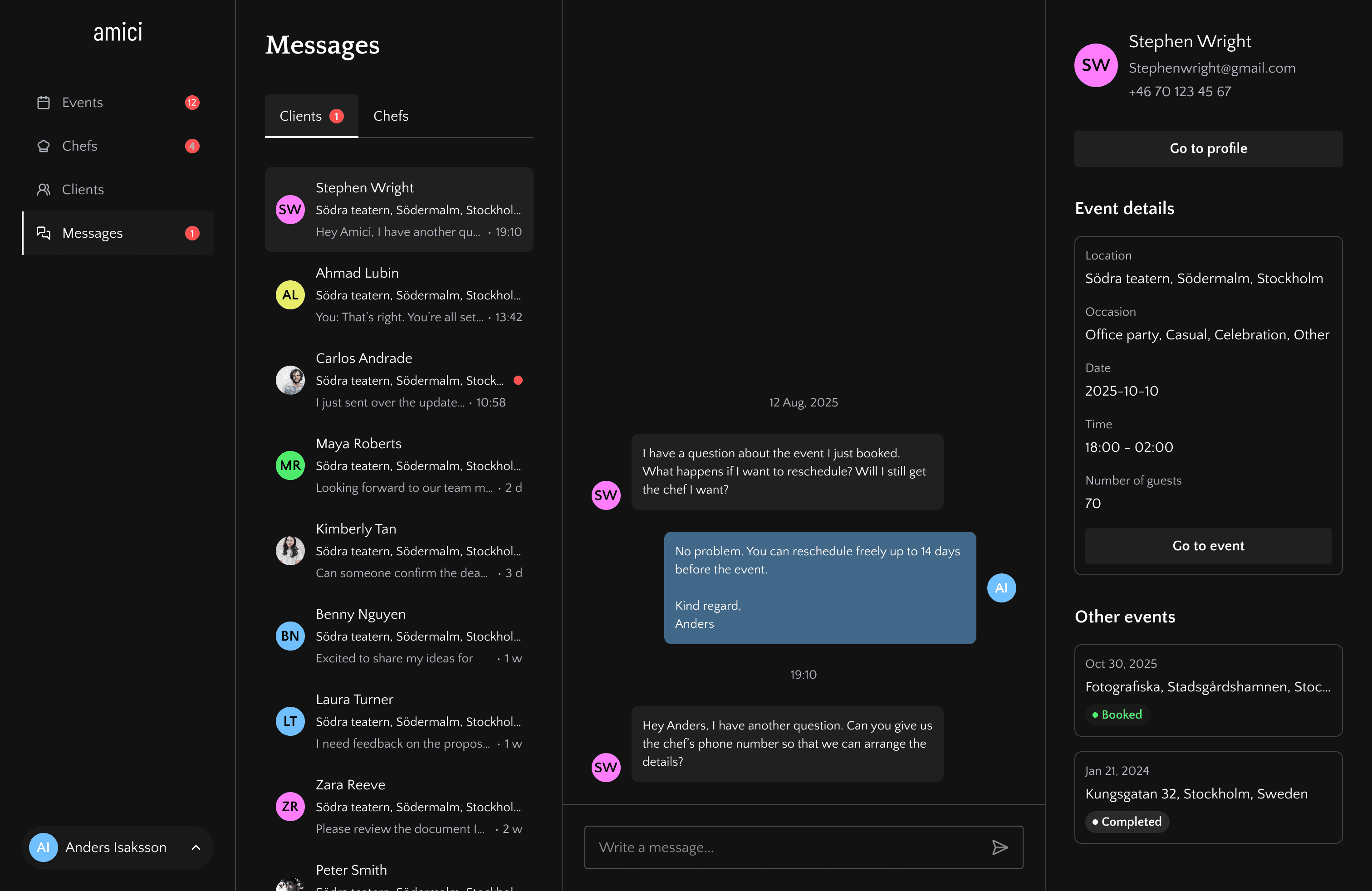 Admin messaging