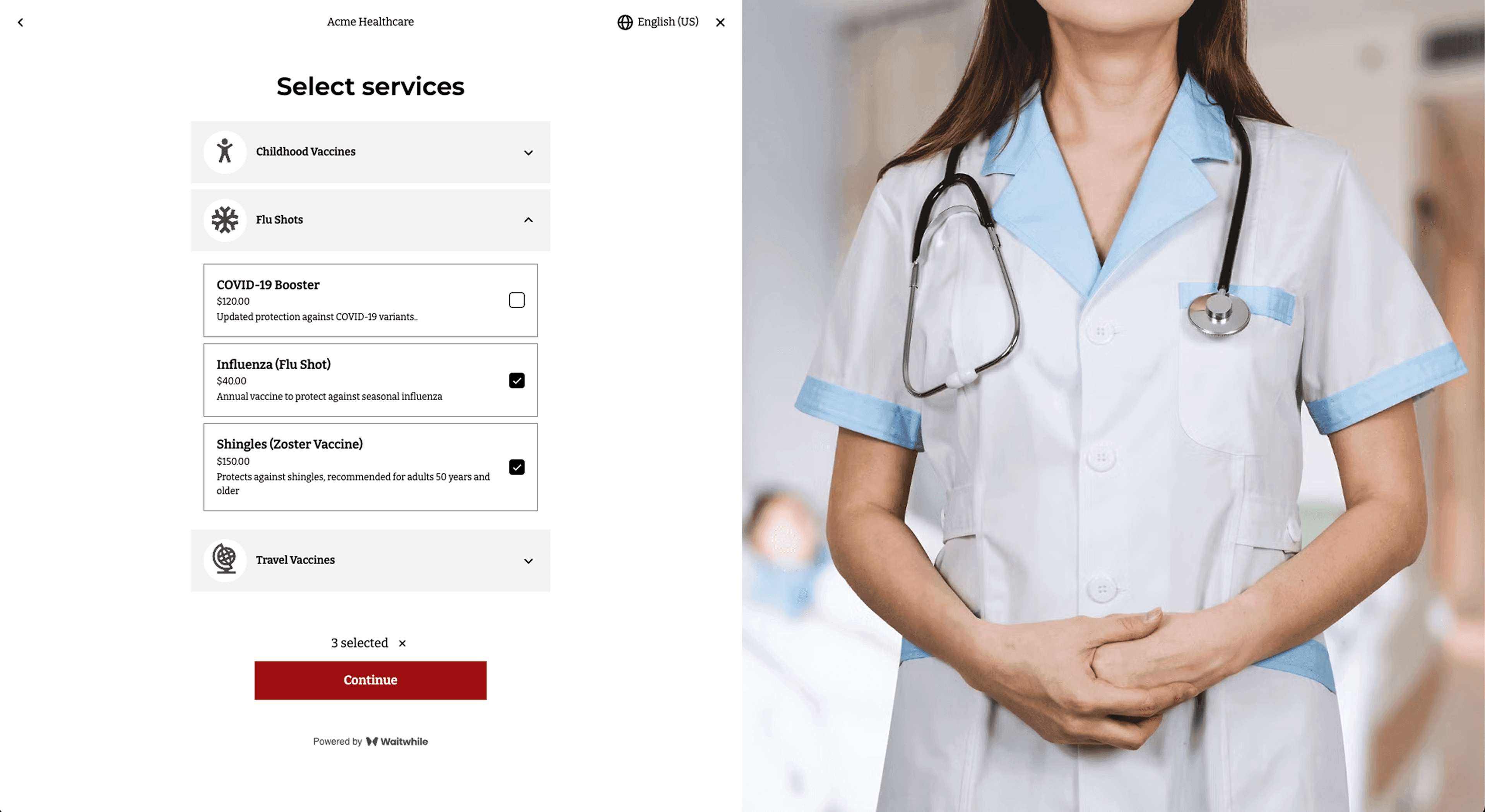 Ex: Online vaccine scheduling - Vaccine selection