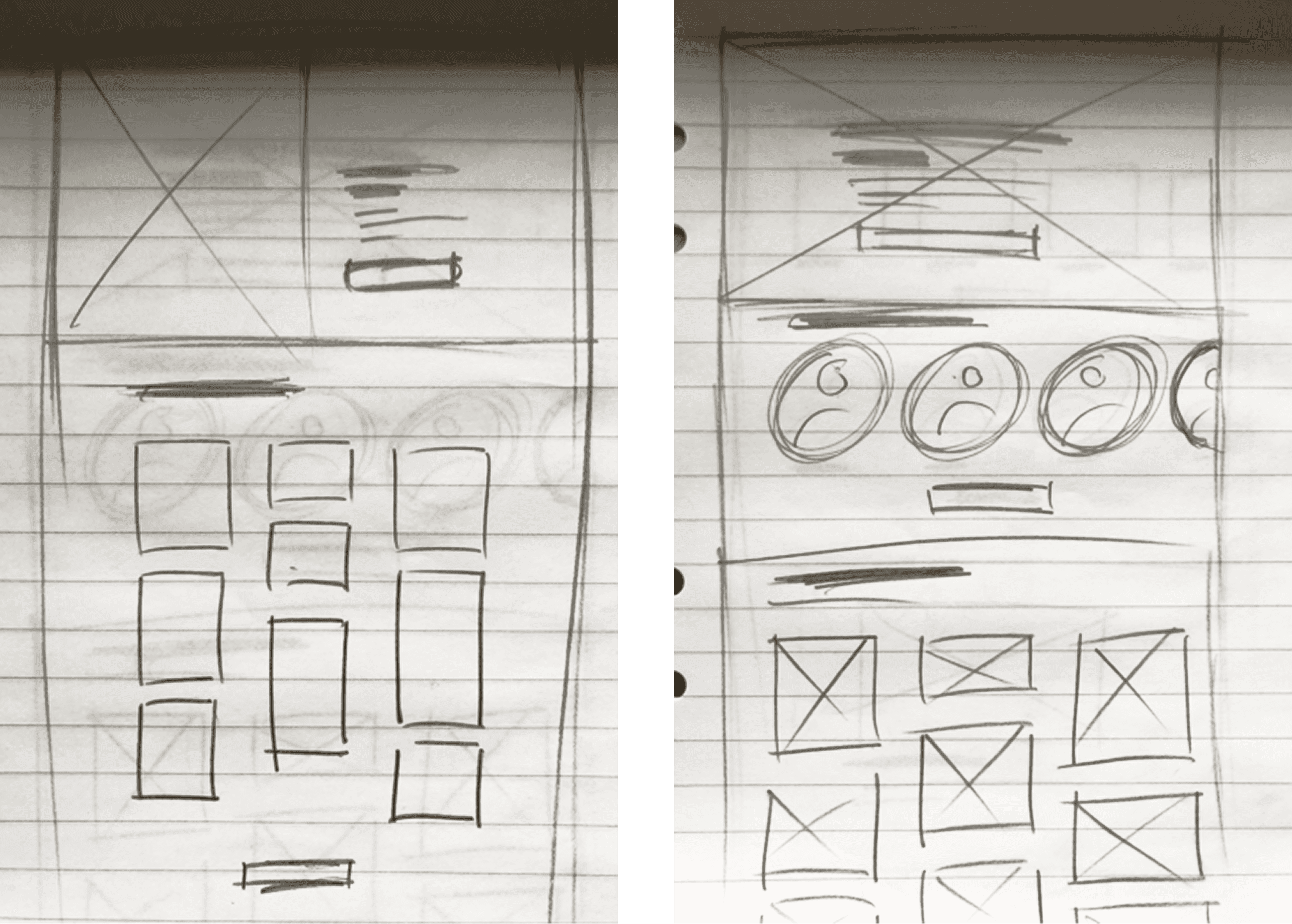 Early sketches of landing page variants