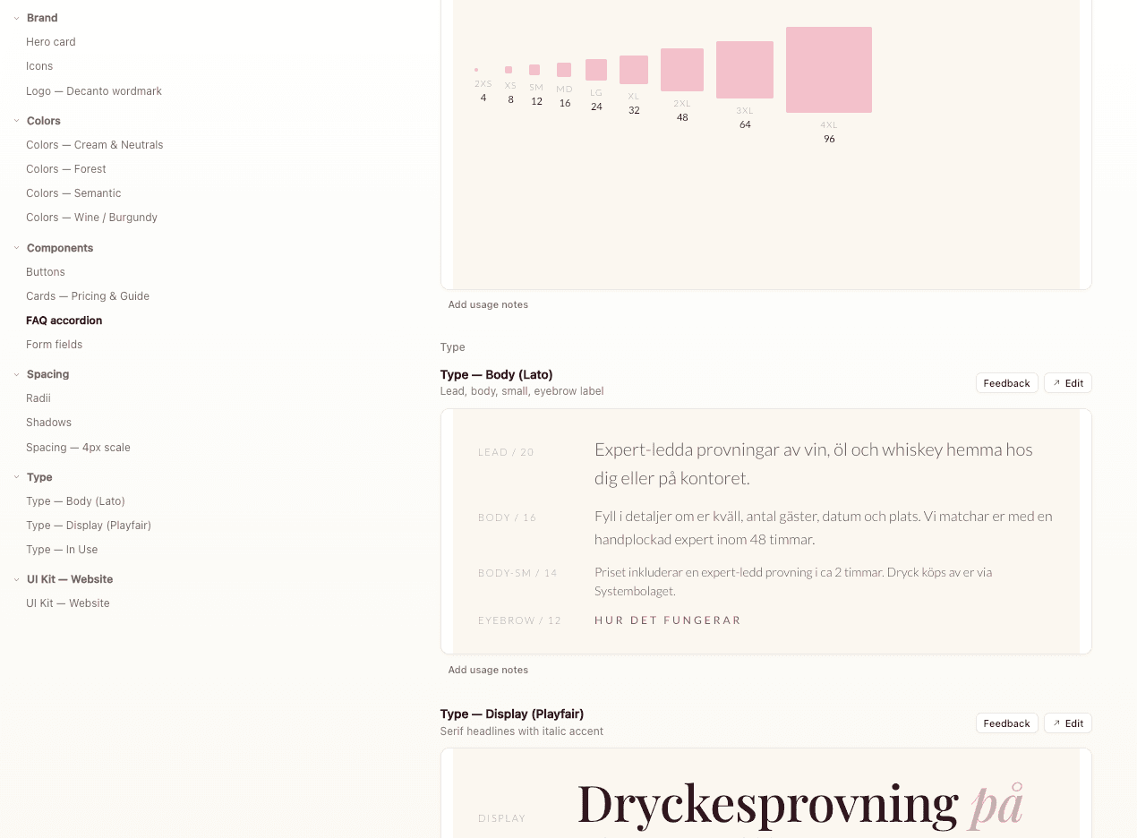The design system: colour, type, components, spacing.